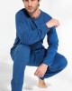 Pijama Blusa Manga Longa com Calça Azul Masculino