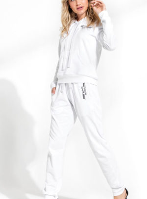 Pijama Blusa Manga Longa com Capuz e Calça Branco
