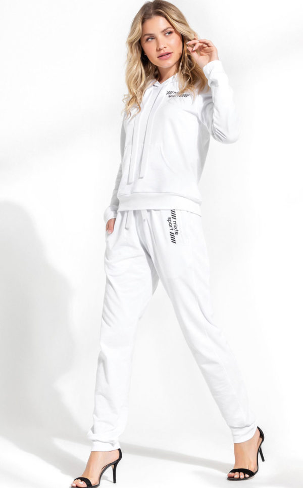 Pijama Blusa Manga Longa com Capuz e Calça Branco