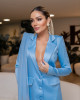 Maxi Blazer/Vestido Janet Com Faixa Em Crepe Azul Serenity