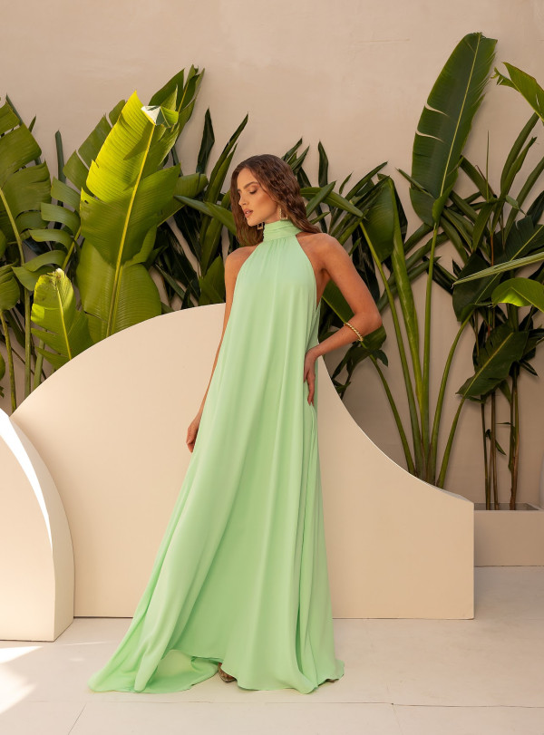 Vestido Marion Longo Verde Água