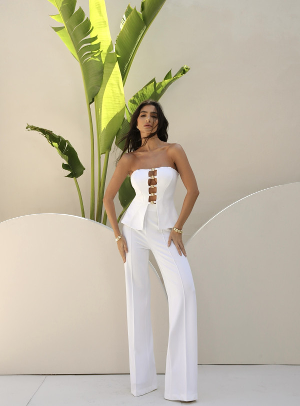 Conjunto Corset Trellis Off White