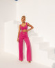 Conjunto Trellis Top E Calça Pantalona Pink