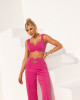 Conjunto Trellis Top E Calça Pantalona Pink