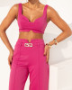 Conjunto Trellis Top E Calça Pantalona Pink