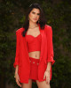 Conjunto Trellis Top E Calça Pantalona Vermelho