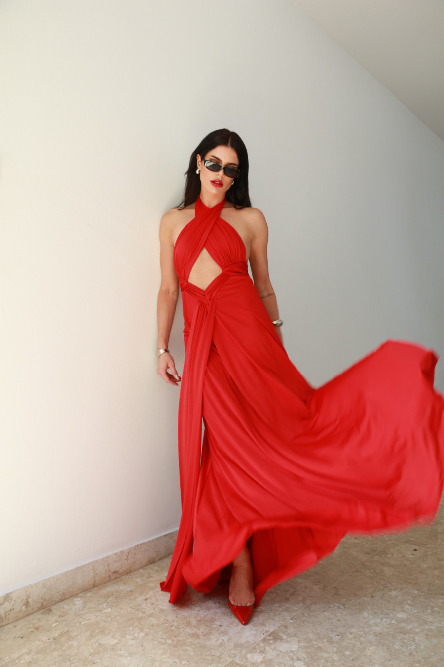 Vestido Vellany Longo Vermelho