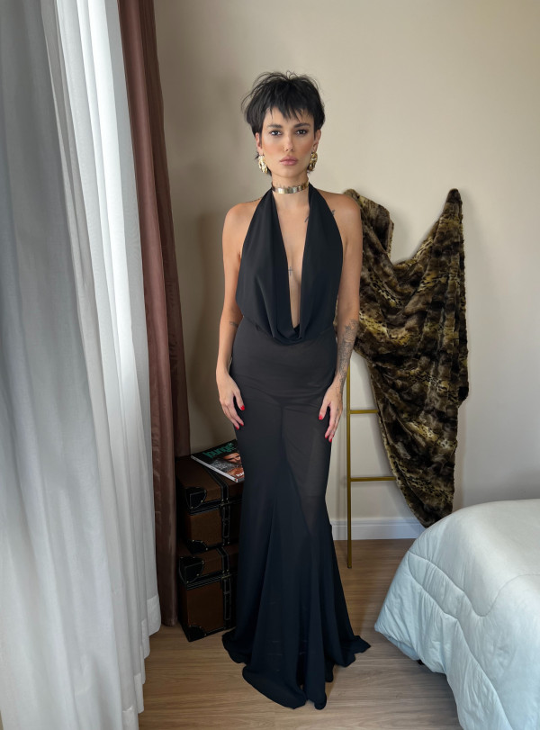 Vestido Aimee Longo Preto