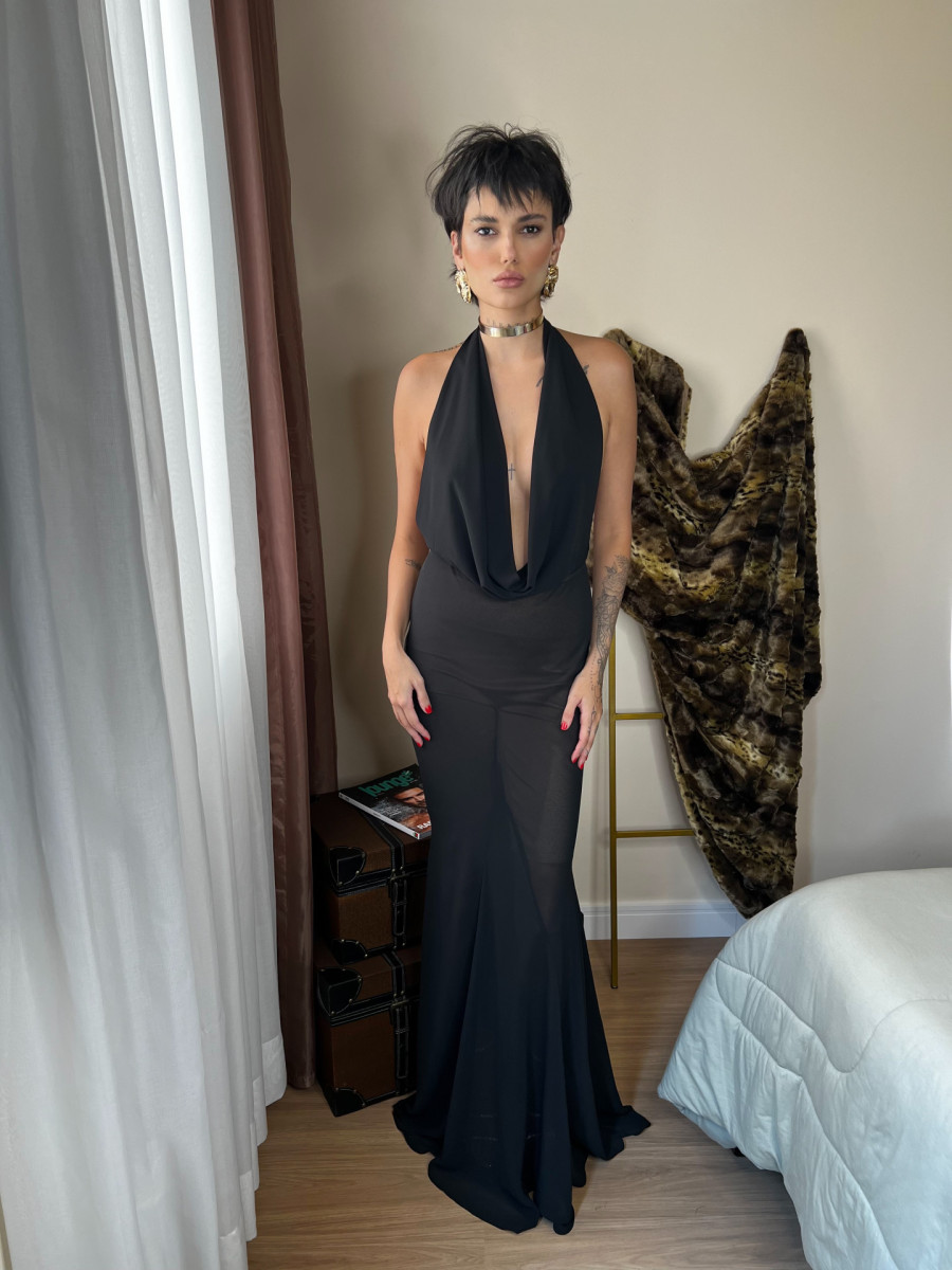 Vestido Aimee Longo Preto