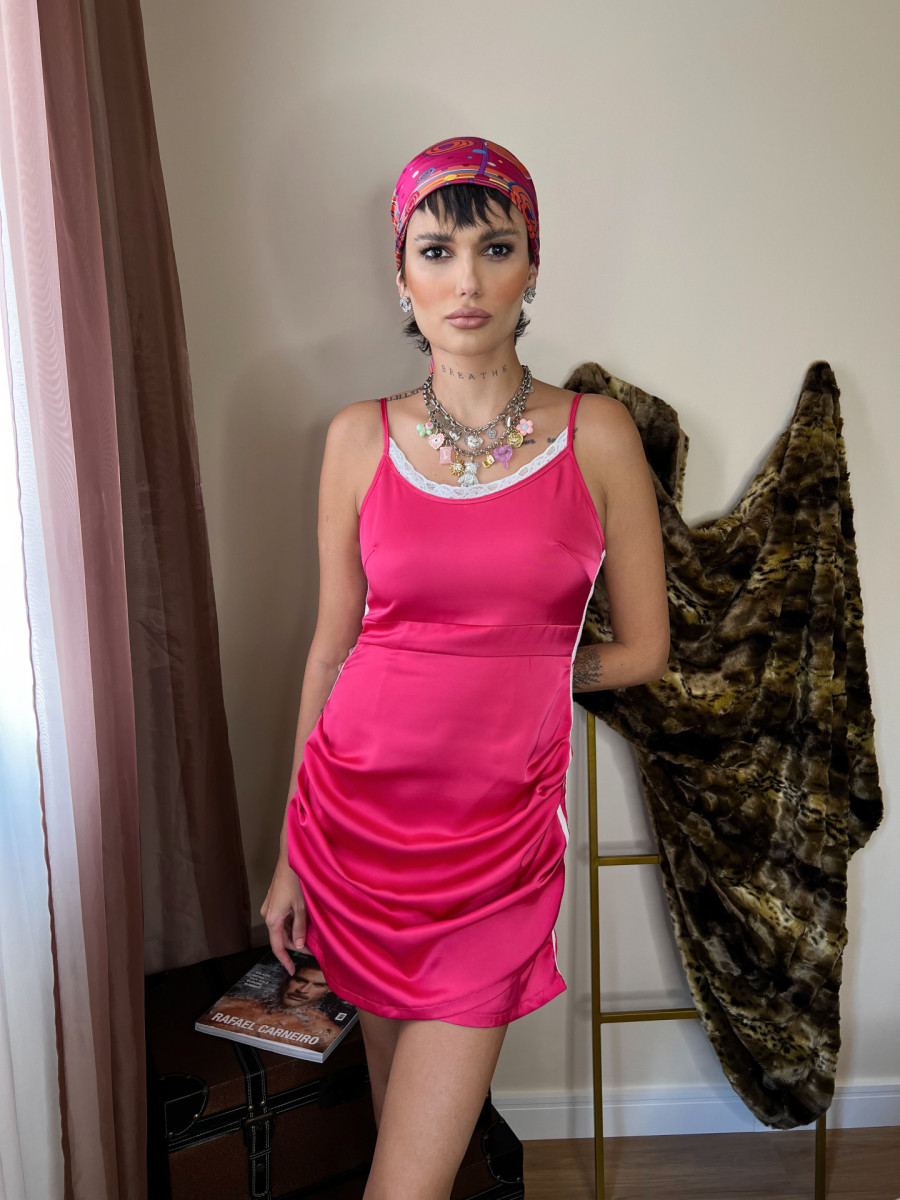 Vestido Acetinado Renda Summer Track Pink