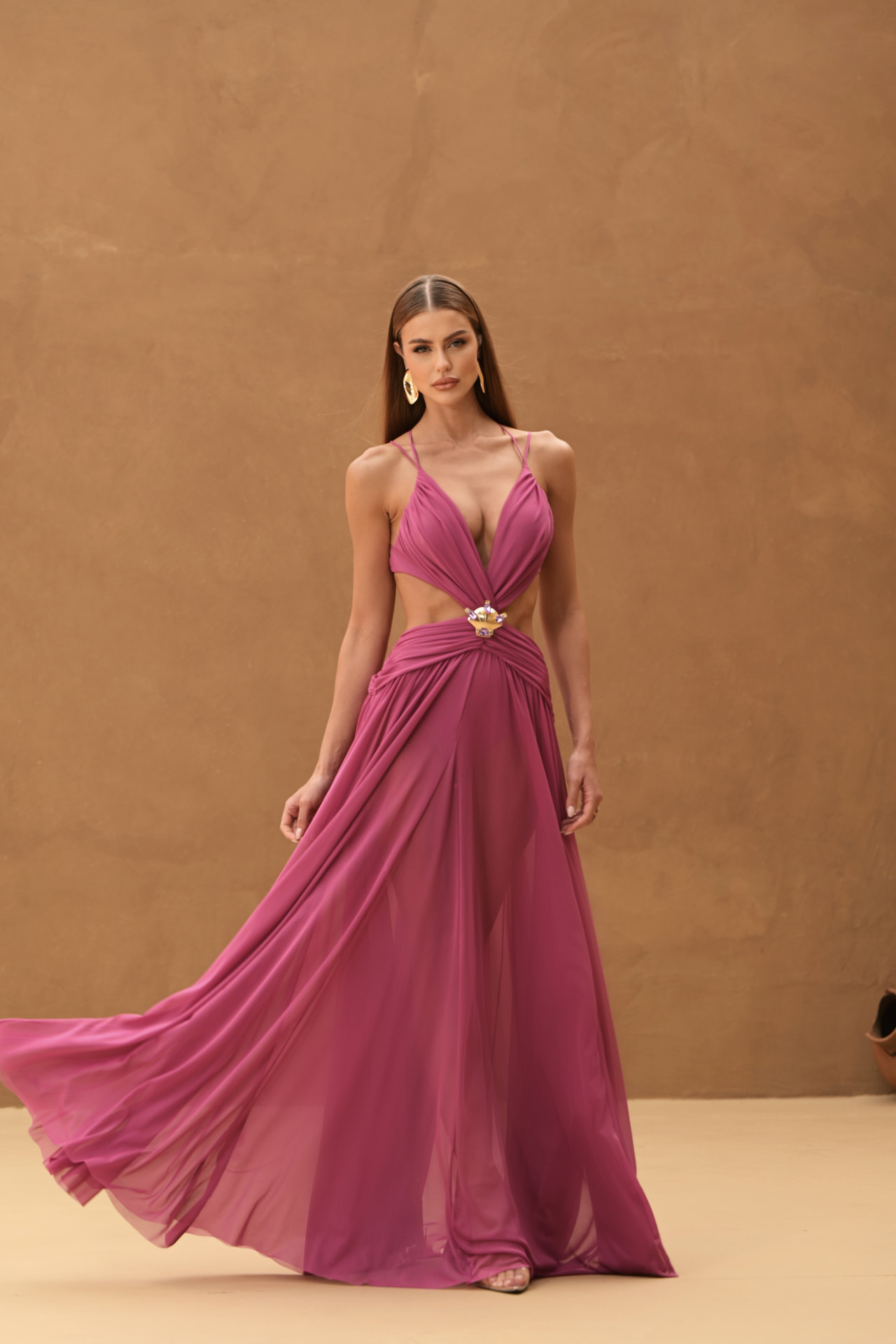 Vestido Rosali Longo Fúcsia Vestido Rosali Longo Fúcsia