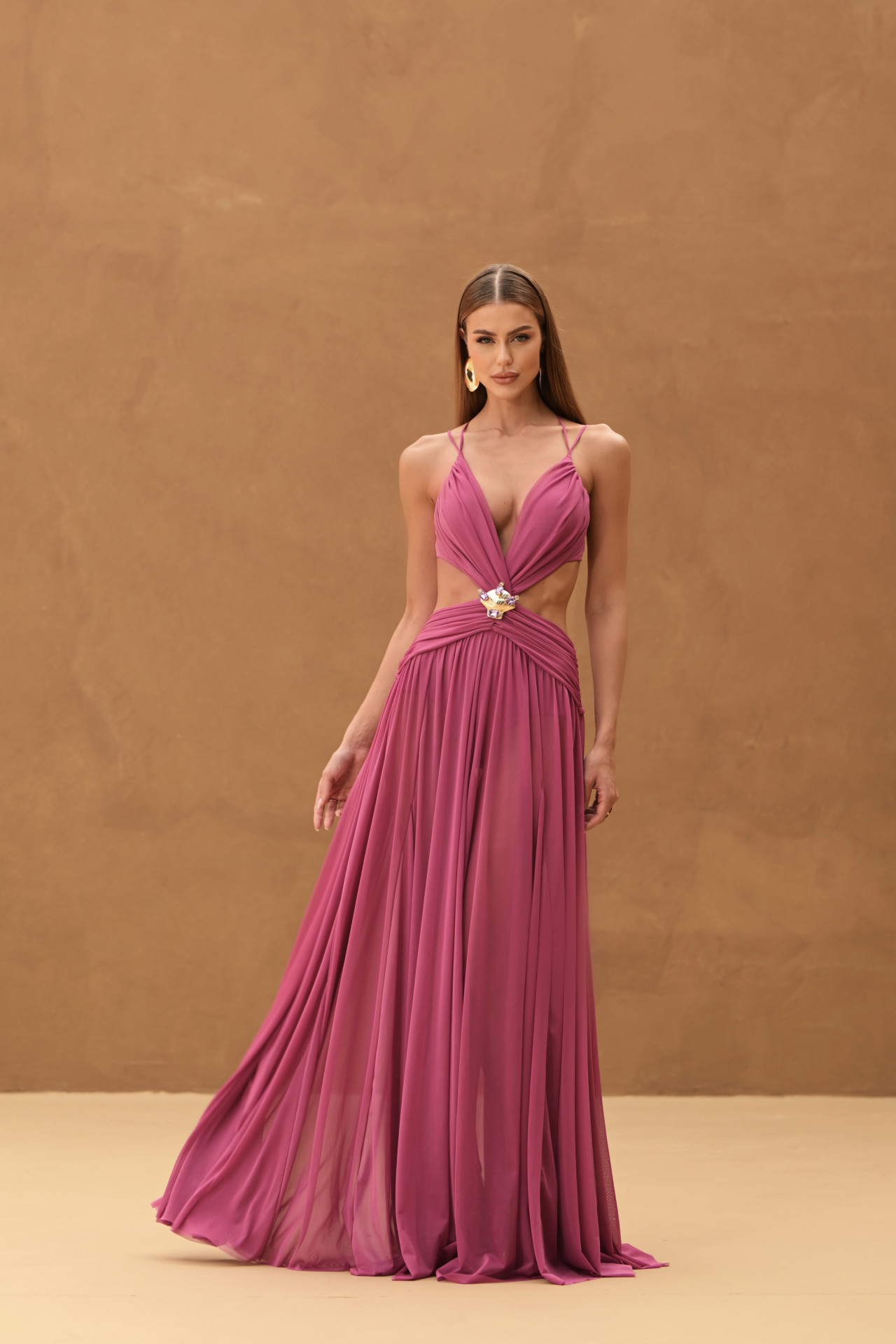 Vestido Rosali Longo Fúcsia Vestido Rosali Longo Fúcsia