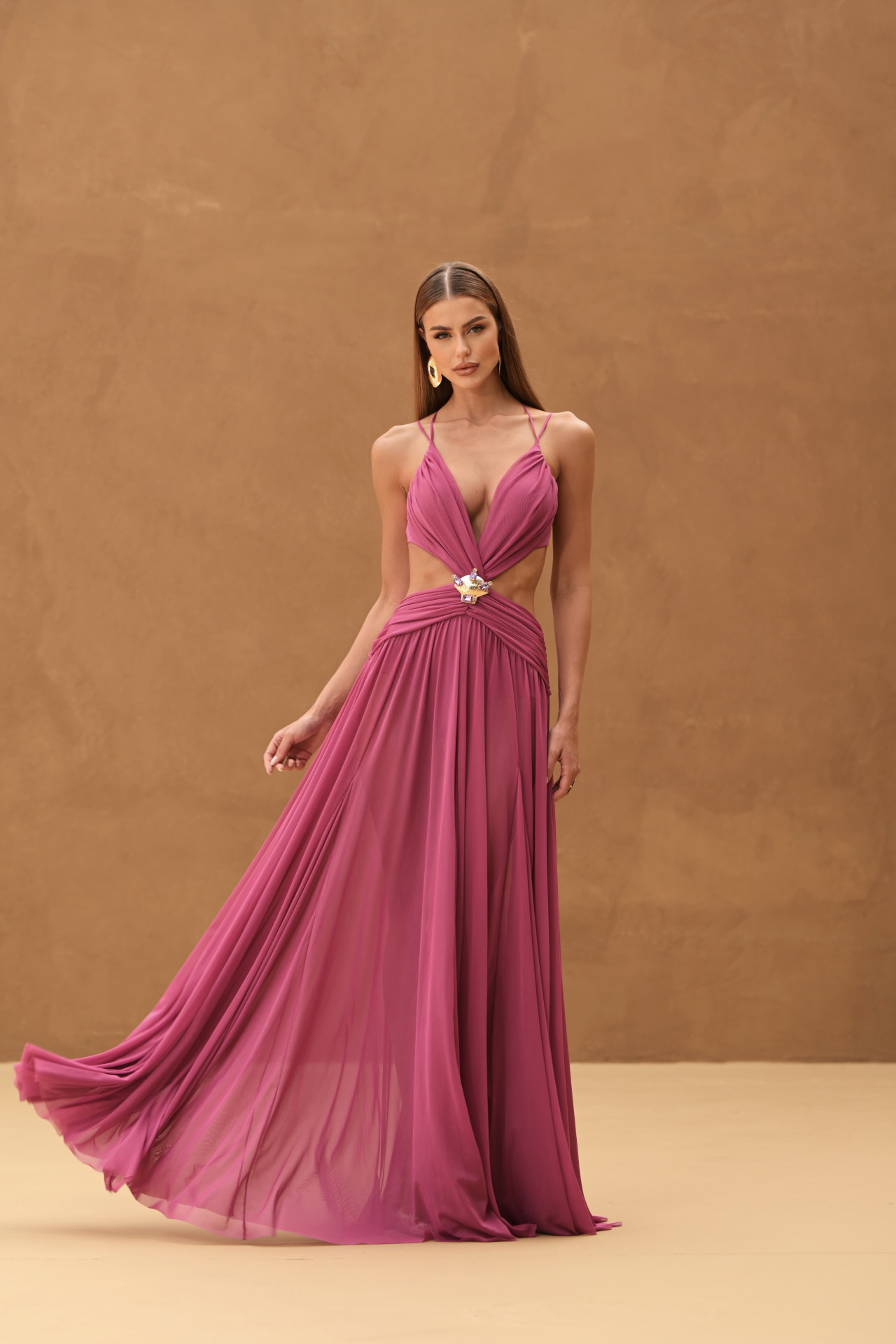 Vestido Rosali Longo Fúcsia Vestido Rosali Longo Fúcsia