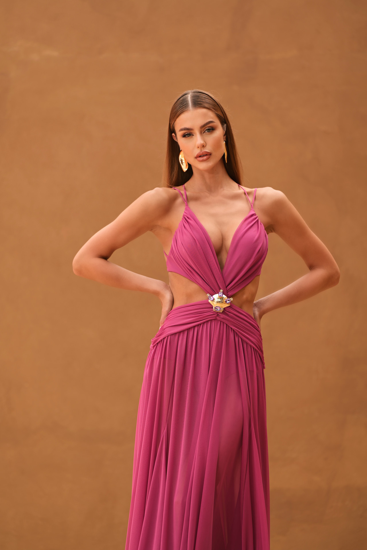 Vestido Rosali Longo Fúcsia Vestido Rosali Longo Fúcsia