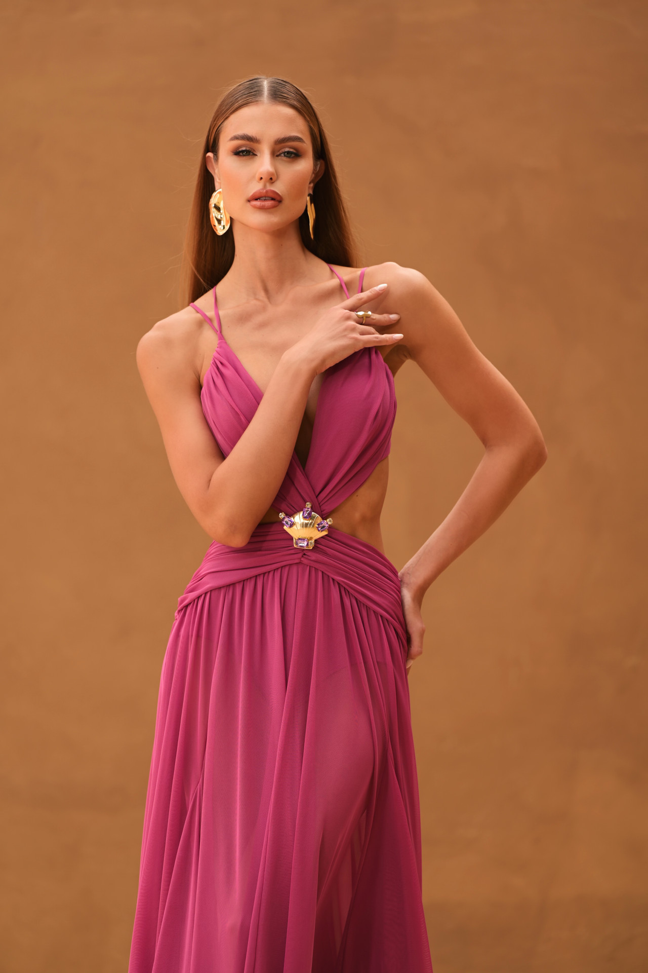 Vestido Rosali Longo Fúcsia Vestido Rosali Longo Fúcsia