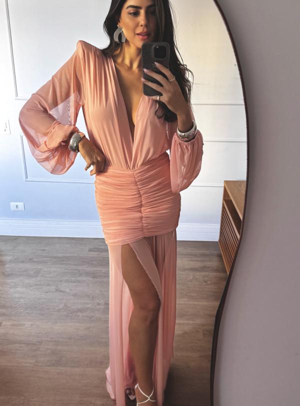 Vestido Leika Longo Rosé Vestido Leika Longo Rosé